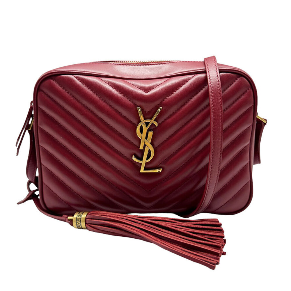 Saint Laurent Lou Camera Bag chevron quilted bordeaux red leather